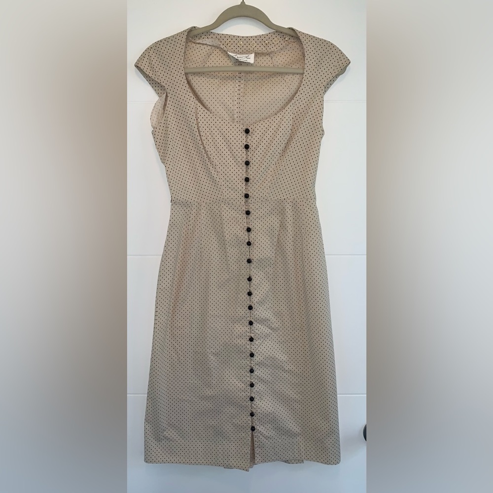 RARE Byron Lars Button Down Polka Pleated Dot Dress 6
